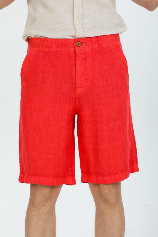 %100 Keten Erkek Şort Nar