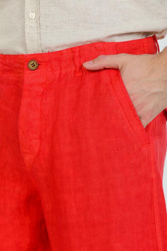 %100 Keten Erkek Şort Nar