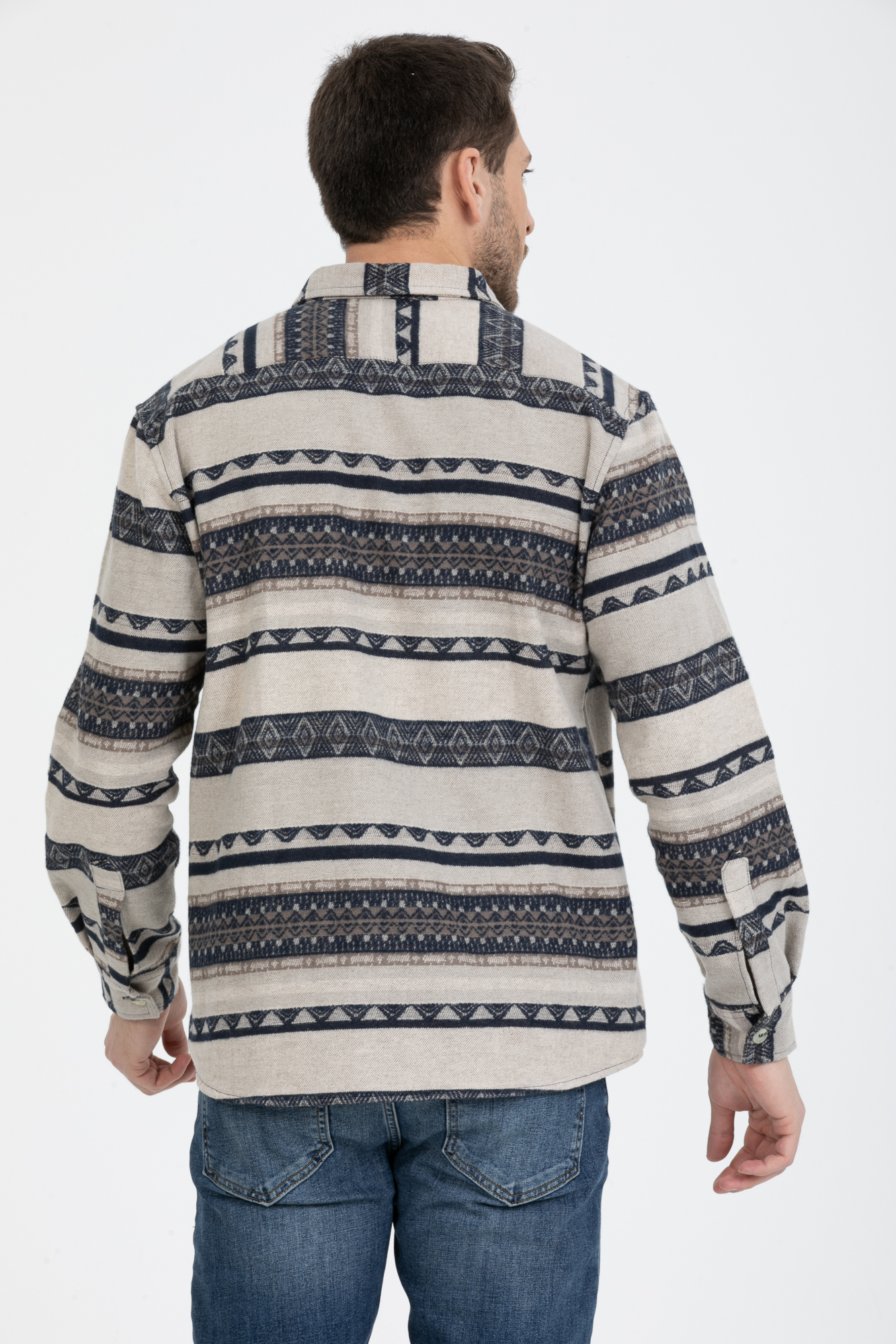 Erkek Oduncu Etnik Desenli Gömlek %100 Pamuklu