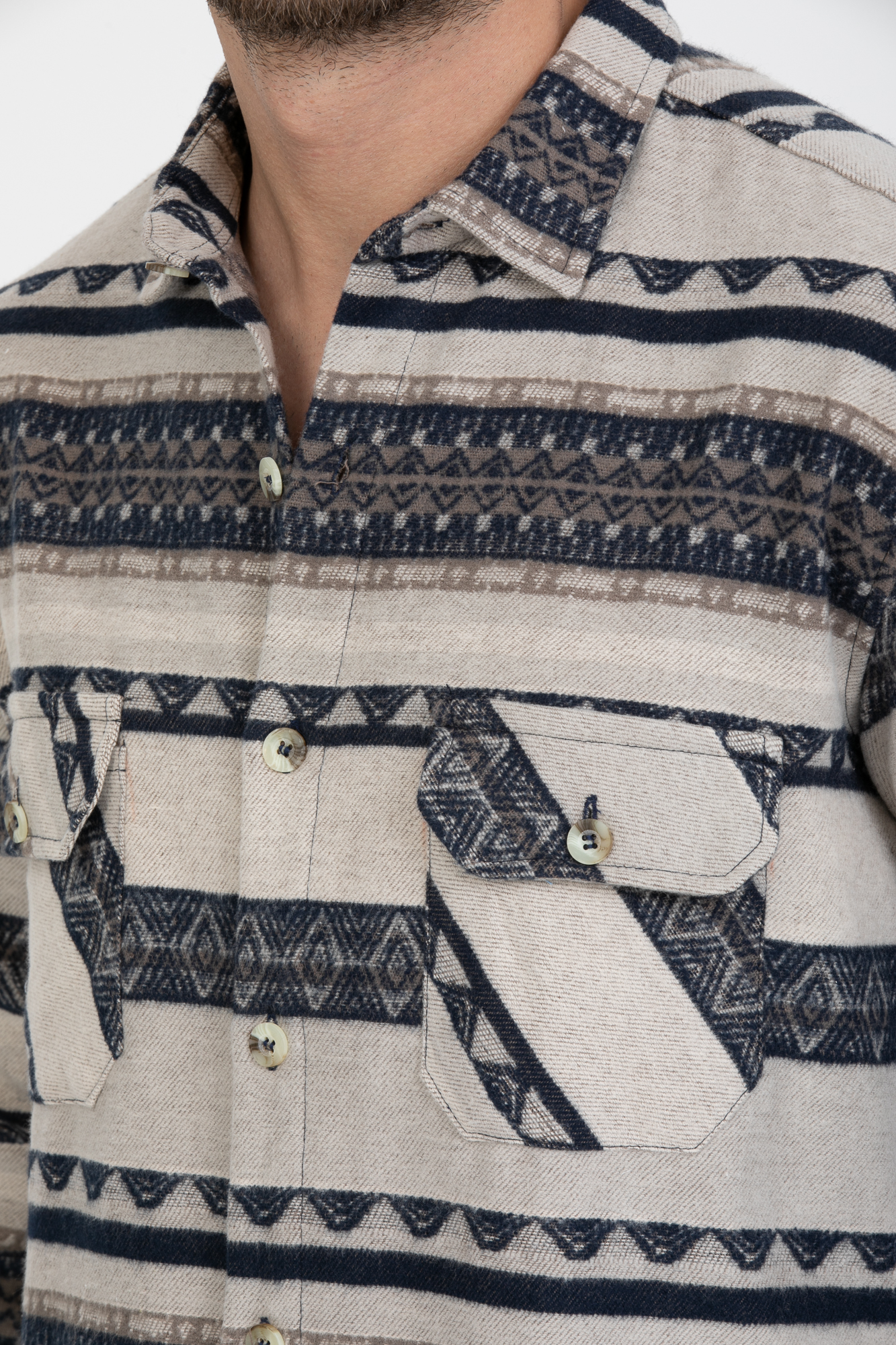 Erkek Oduncu Etnik Desenli Gömlek %100 Pamuklu