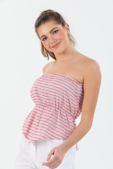 Straplez Ekose Crop Bluz